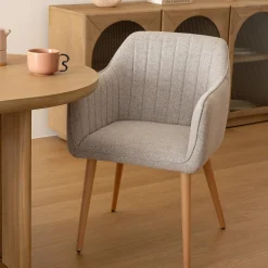 atmosphera Sillas, Sillones Y Bancos|Estilo Contemporaneo>Sillón De Tela Gris Claro Con Patas Claras Visoca
