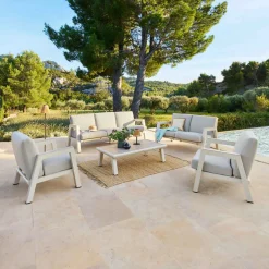 hespéride Sillas Y Pufs De Jardín>Sofá AXIOME de aluminio natural y gris