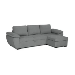 Sofás Y Sillones>Sofá cama DRESDEN con arcón y chaise longue gris