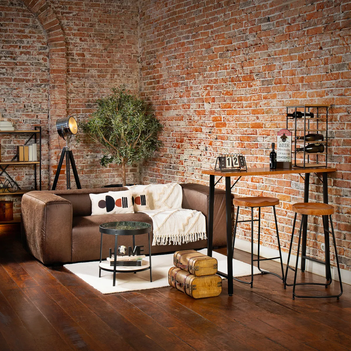 Sofás Y Sillones|Estilo Industrial>Sofá Chicago Marrón De Cuero Sintético