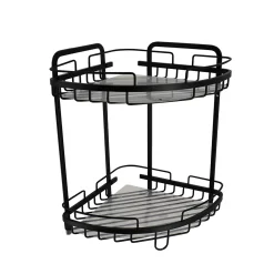 Accesorios De Baño>Soporte De Ducha Negro Con 2 Baldas