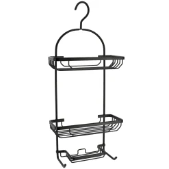 Accesorios De Baño>Soporte De Ducha Negro Con 2 Ganchos