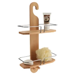 Accesorios De Baño>Soporte Metálico De Bambú C/2 Niveles
