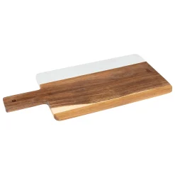 Degustación>Tabla rectangular de madera de acacia y mármol