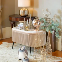 atmosphera Puff Y Banquitos|Estilo Contemporaneo>Taburete Beige Solaro Con Cofre De Almacenaje