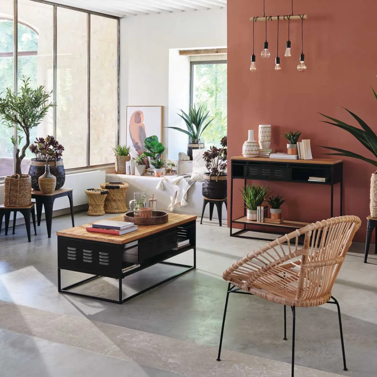 atmosphera Puff Y Banquitos|Estilo Étnico>Taburete De Bambú Tam.1/2 30x32Cm