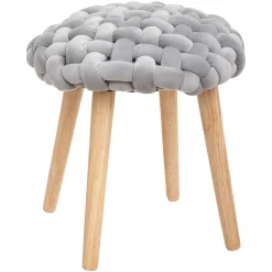 atmosphera Puff Y Banquitos>Taburete De Tricot Gris 39x43Cm