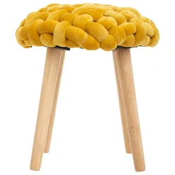 atmosphera Puff Y Banquitos|Estilo Rústico>Taburete De Tricot Ocre 39x43Cm