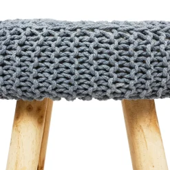 atmosphera Puff Y Banquitos>Taburete Suzette De Pino Gris 32x32x43Cm