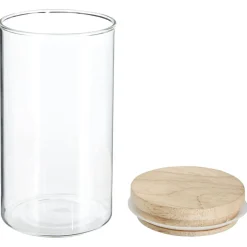 5five Cajas Y Frascos>Tarro de vidrio hermético con tapa de madera 1l