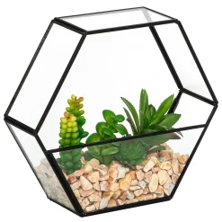atmosphera Plantas Y Flores Artificiales|Estilo Industrial>Terrario de metal negro c/plantas artificiales PIA