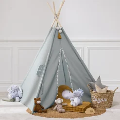Niños Mobiliario>Tienda Tipi Azul Pompones 120x120x160Cm