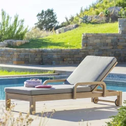 hespéride Tumbonas>Tumbona PAPOUASIE gris pardo de madera acacia