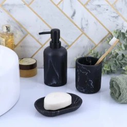 Accesorios De Lavabo>Vaso Baño Negro Efecto Mármol