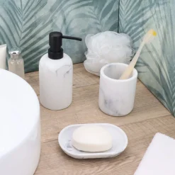 Accesorios De Lavabo>Vaso de lavabo blanco efecto mármol