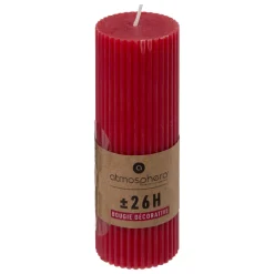 atmosphera Velas>Vela Pilar Demi De Rayas Roja 14cm