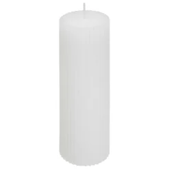 atmosphera Velas>Vela Pilar Demi De Rayas Blanca 14cm