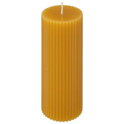 atmosphera Velas>Vela Pilar Demi De Rayas Mostaza 14cm
