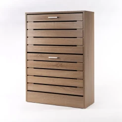 Zapateros>Zapatero natural con 2 cajones 84cm